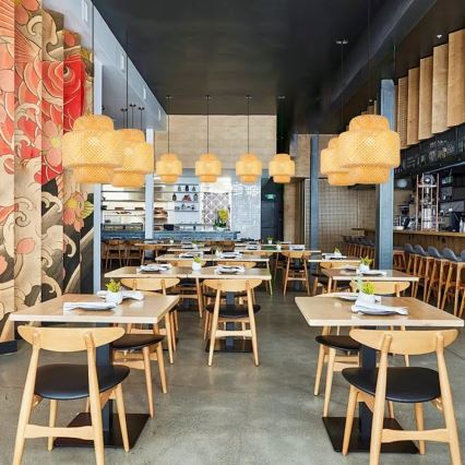 Viseći luster na kablu HILO 1xE27/40W/230V, prečnik 38 cm, bambus