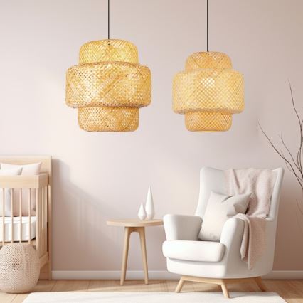 Viseći luster na kablu HILO 1xE27/40W/230V, prečnik 38 cm, bambus