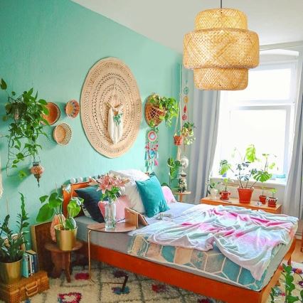 Luster na lanku HILO 1xE27/40W/230V prečnik 47 cm bambus