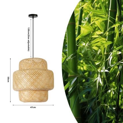 Luster na lanku HILO 1xE27/40W/230V prečnik 47 cm bambus