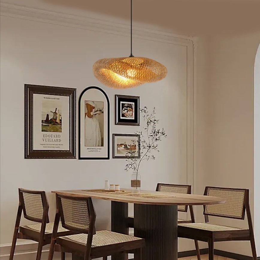 Luster na sajli HILO 1xE27/40W/230V, prečnik 60 cm, bambus