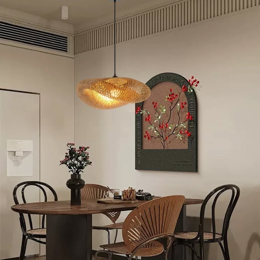 Luster na sajli HILO 1xE27/40W/230V, prečnik 60 cm, bambus