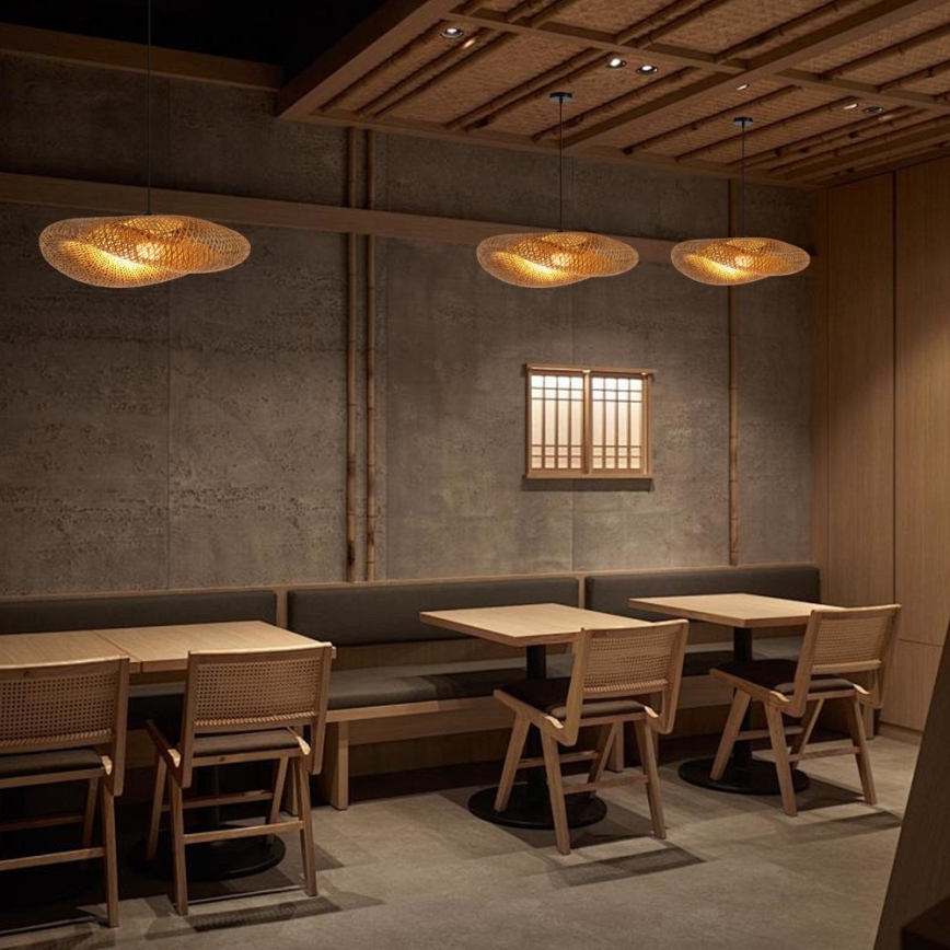 Luster na sajli HILO 1xE27/40W/230V prečnika 80 cm bambus