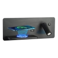 Immax 08288L - LED zidna spot svetiljka sa policom, USB portom i bežičnim punjenjem Be PREPARE LED/3W/230V + LED/3W crna
