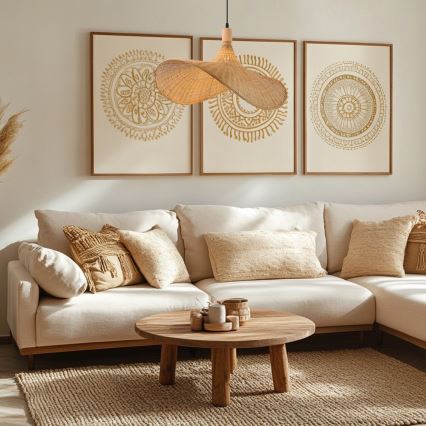 Immax 08289L - Luster na sajli SOMBRERO 1xE27/40W/230V prečnik 70 cm ratan