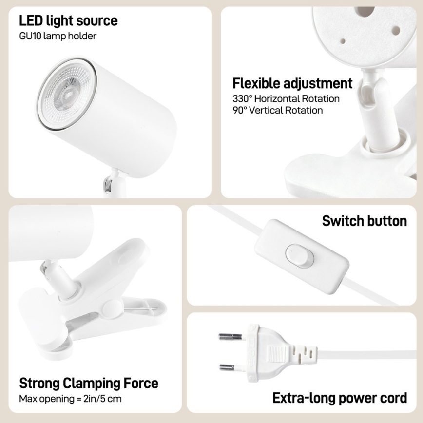 Lampa sa klipsom PUNTO 1xGU10/9W/230V bela