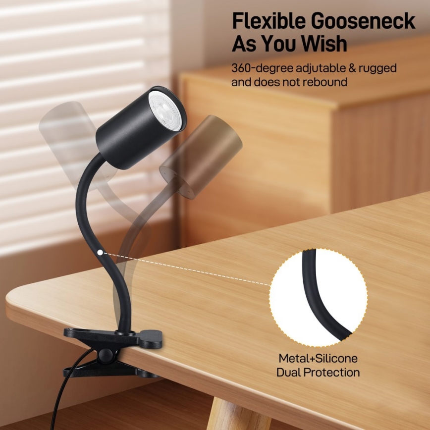 Fleksibilna lampa sa stezaljkom PUNTO 1xGU10/9W/230V crna