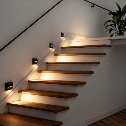 LED punjivo svetlo za stepenište sa senzorom pokreta i sumraka STEP LIGHT LED/0,3W/3,7V 2200 mAh IP53 crno