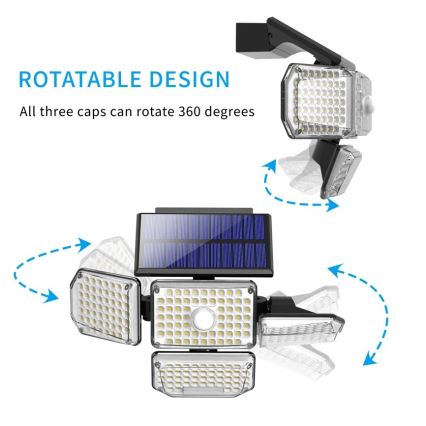 LED solarno zidno svetlo sa senzorom LED/5W/5,5V IP65 2400 mAh