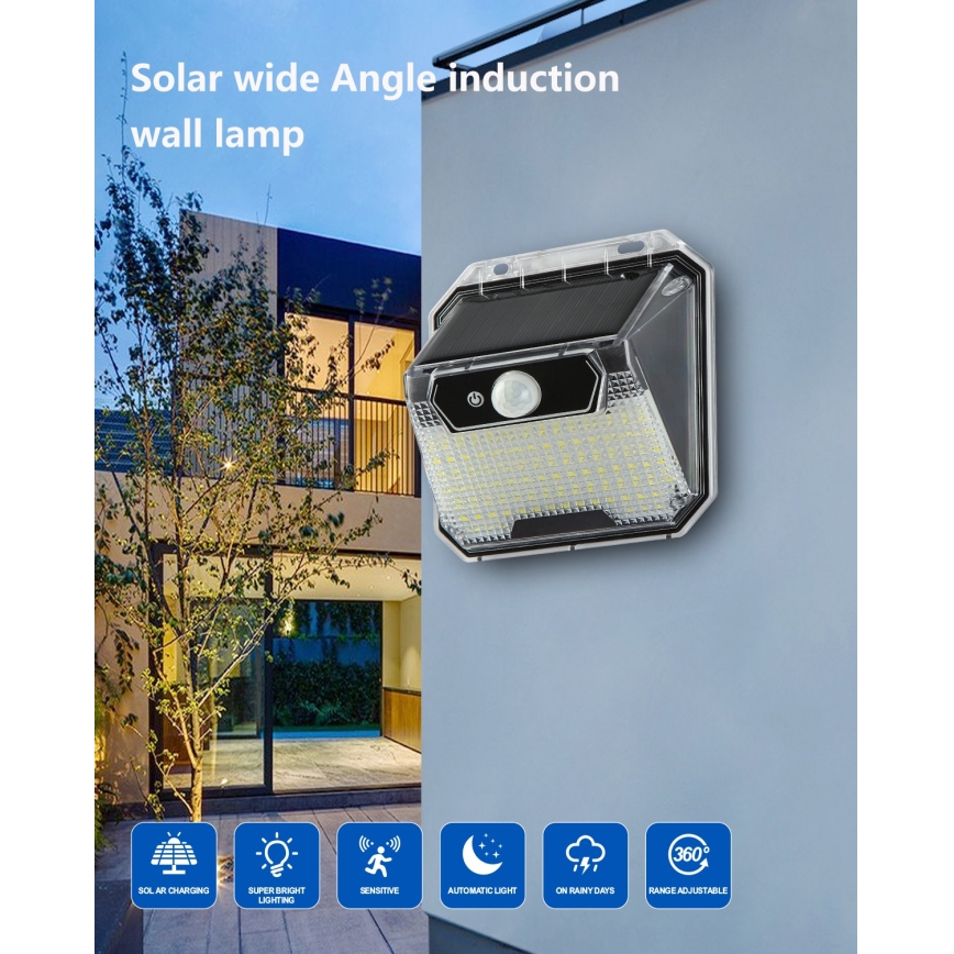 LED solarno zidno svetlo sa senzorom LED/3W/5,5V IP65 1200 mAh