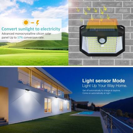 LED Solarno zidno svetlo sa senzorom LED/4W/5,5V IP65 1200 mAh