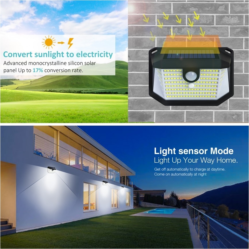 LED Solarno zidno svetlo sa senzorom LED/4W/5,5V IP65 1200 mAh