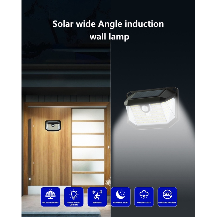 LED Solarno zidno svetlo sa senzorom LED/4W/5,5V IP65 1200 mAh