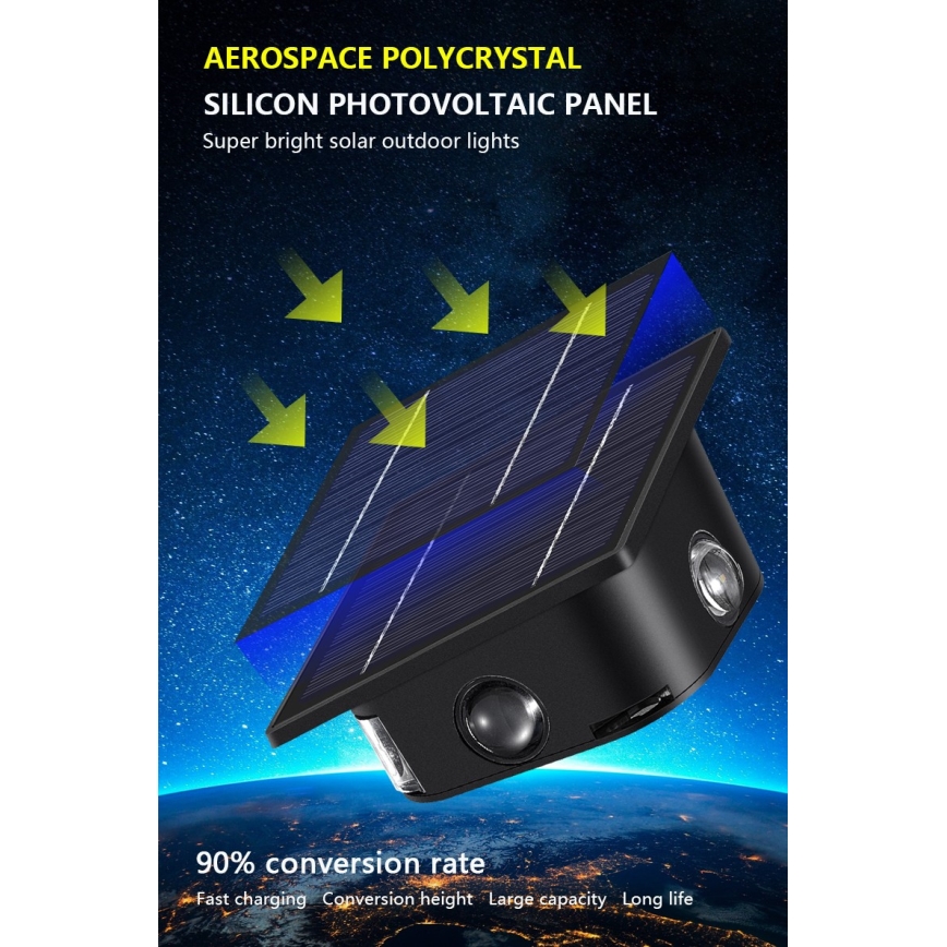 LED solarno zidno svetlo sa senzorom LED/2W/5V IP54 1300 mAh