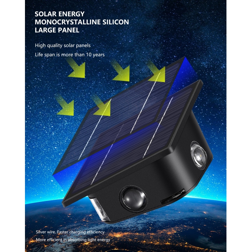 LED solarno zidno svetlo sa senzorom LED/2W/5V IP54 1300 mAh