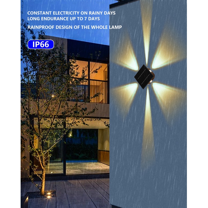 LED solarno zidno svetlo sa senzorom LED/2W/5V IP54 1300 mAh
