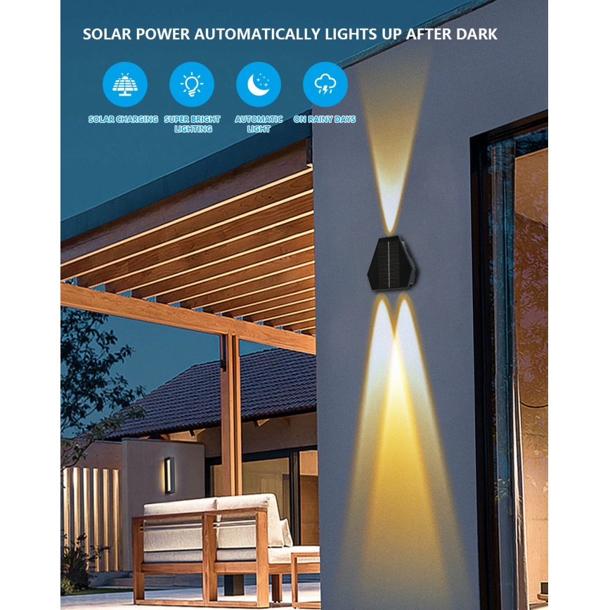 LED solarno zidno svetlo sa senzorom LED/2W/5V IP54 1300 mAh