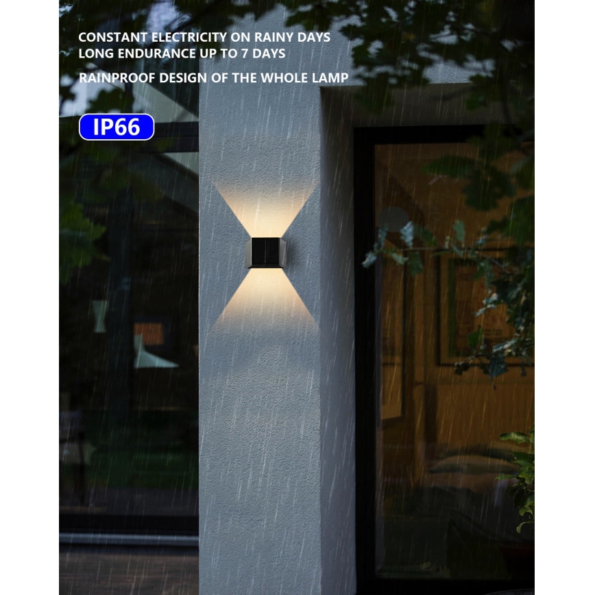 LED solarna zidna svetiljka sa senzorom LED/2W/5V IP54 1300 mAh