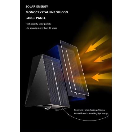 LED solarno zidno svetlo sa senzorom LED/2W/5V IP54 1300 mAh