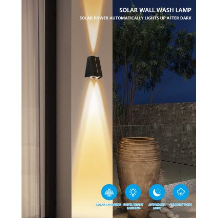 LED solarno zidno svetlo sa senzorom LED/2W/5V IP54 1300 mAh