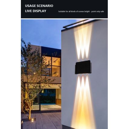 Solarno LED zidno svetlo sa senzorom, 2W/5V, IP54, 1300 mAh
