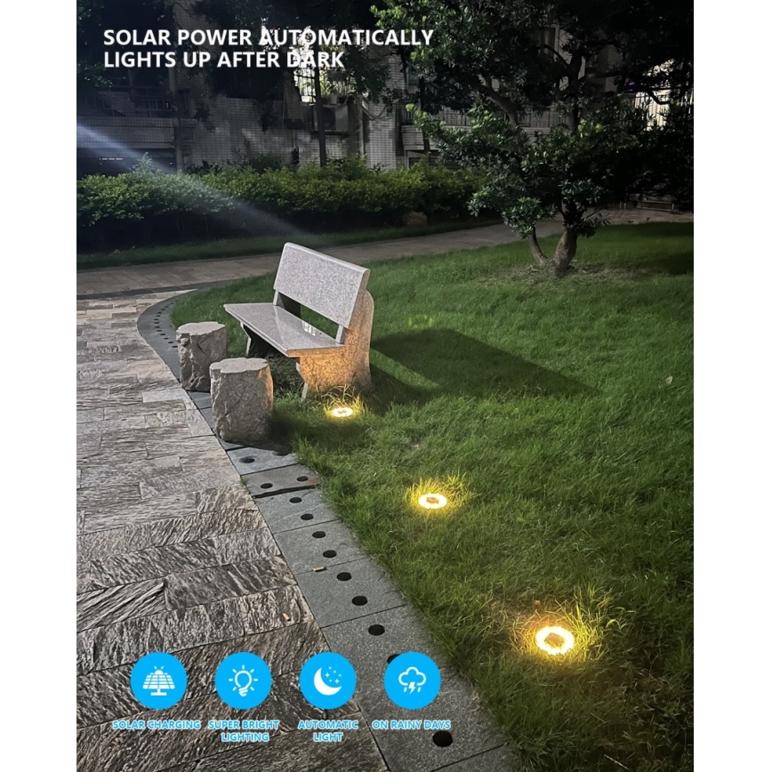 Komplet od 4 solarna spoljašnja LED svetla sa senzorom LED/0,048W/2V IP68 600 mAh