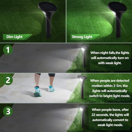 LED solarna lampa sa senzorom LED/1W/3,7V 6000K IP65 1500 mAh