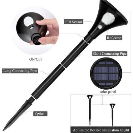 LED solarna lampa sa senzorom LED/1W/3,7V 6000K IP65 1500 mAh