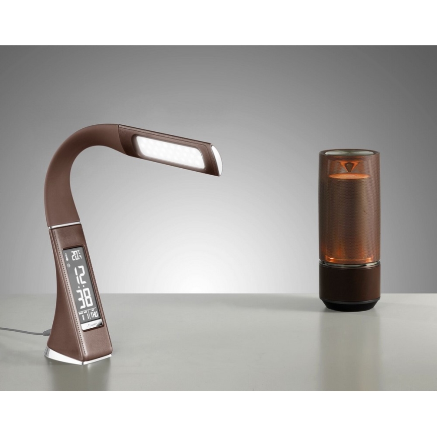 LED prigušiva stona lampa sa displejem LEATHER LED/7W/230V braon