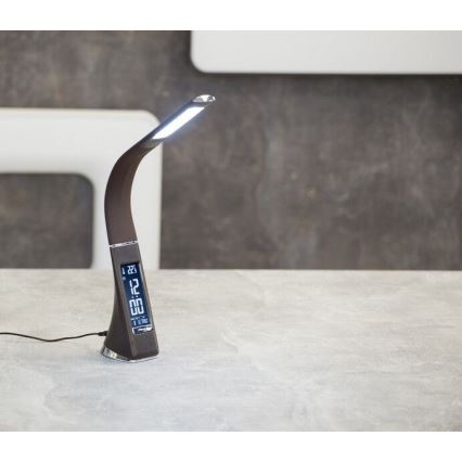 LED prigušiva stona lampa sa displejem LEATHER LED/7W/230V braon