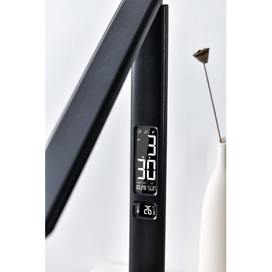 LED prigušiva stona lampa sa bežičnim punjenjem QI i USB KINGFISHER LED/8,5W/230V crna