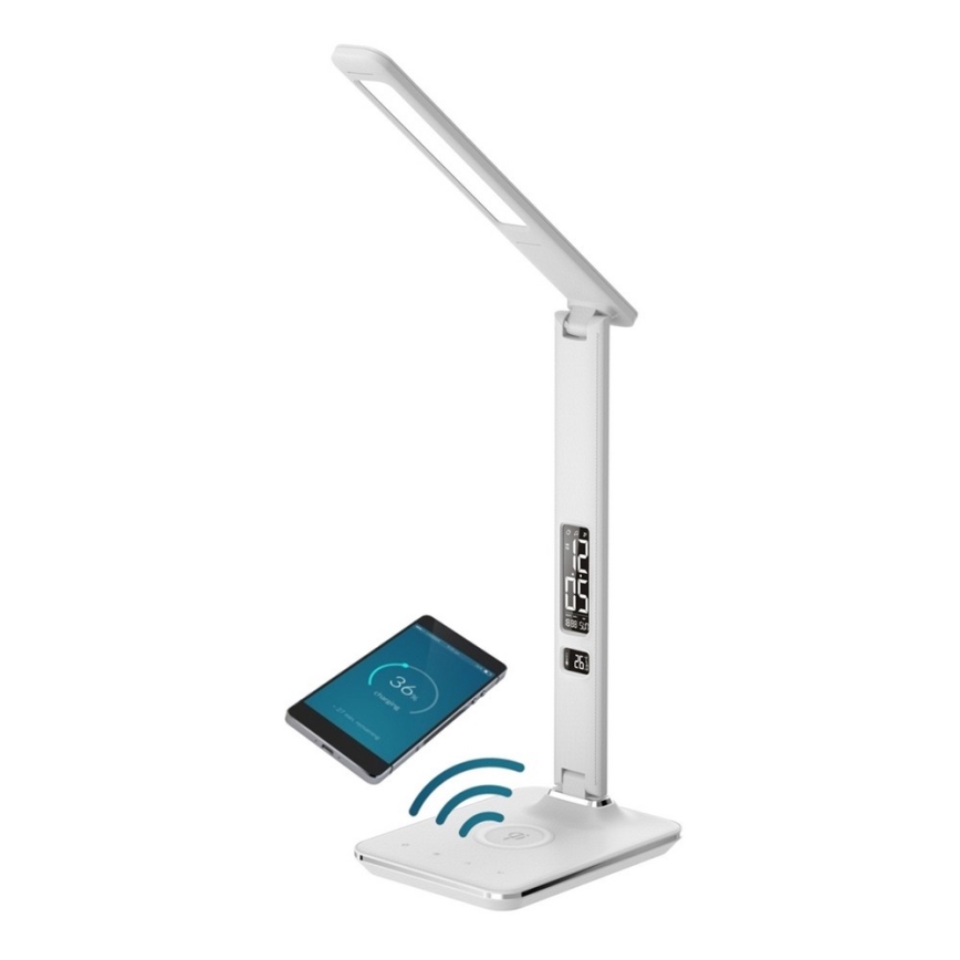 LED prigušiva stona lampa sa Qi bežičnim punjenjem i USB KINGFISHER LED/8,5W/230V bela