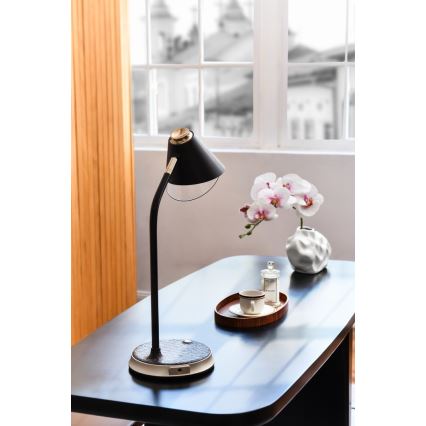 LED prigušiva stona lampa sa bežičnim punjenjem FINCH LED/9W/12/230V siva/sjajni hrom