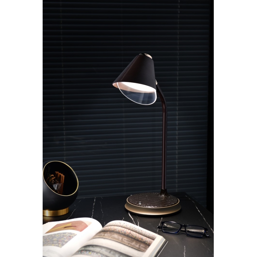 LED prigušiva stona lampa sa bežičnim punjenjem FINCH LED/9W/12/230V siva/sjajni hrom