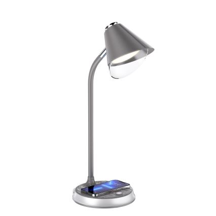 LED prigušiva stona lampa sa bežičnim punjenjem FINCH LED/9W/12/230V siva/sjajni hrom