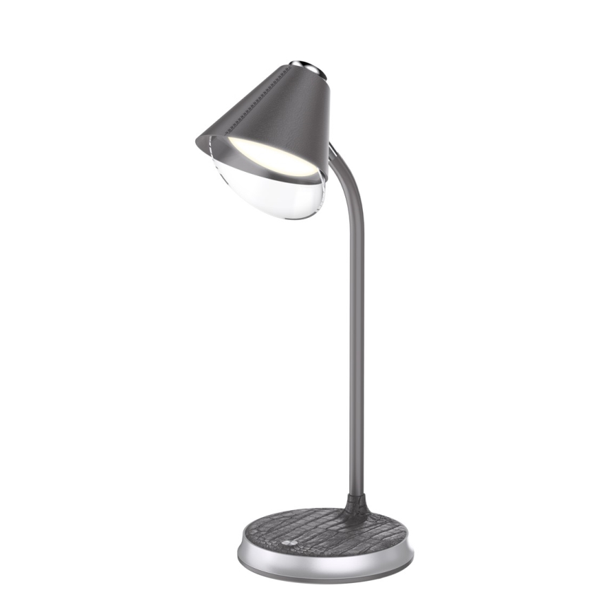 LED prigušiva stona lampa sa bežičnim punjenjem FINCH LED/9W/12/230V siva/sjajni hrom