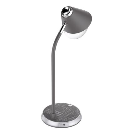 LED prigušiva stona lampa sa bežičnim punjenjem FINCH LED/9W/12/230V siva/sjajni hrom