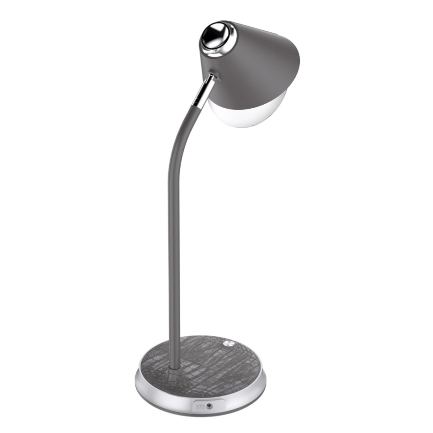 LED prigušiva stona lampa sa bežičnim punjenjem FINCH LED/9W/12/230V siva/sjajni hrom