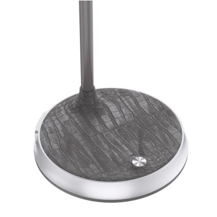LED prigušiva stona lampa sa bežičnim punjenjem FINCH LED/9W/12/230V siva/sjajni hrom