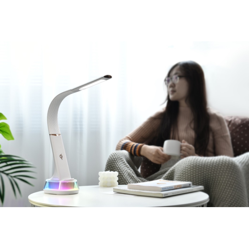 LED RGB prigušiva stona lampa sa bežičnim punjenjem CORELLA LED/7W/12/230V crna