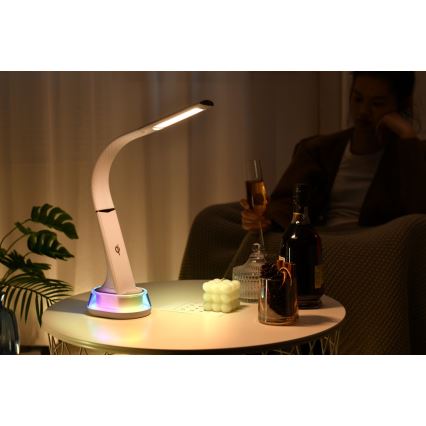 LED RGB prigušiva stona lampa sa bežičnim punjenjem CORELLA LED/7W/12/230V crna