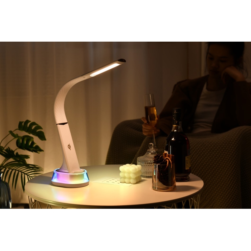LED RGB prigušiva stona lampa sa bežičnim punjenjem CORELLA LED/7W/12/230V crna