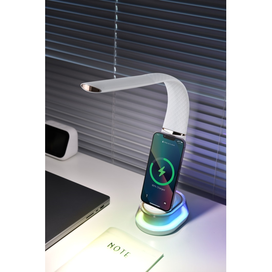 LED RGB prigušiva stona lampa sa bežičnim punjenjem CORELLA LED/7W/12/230V crna