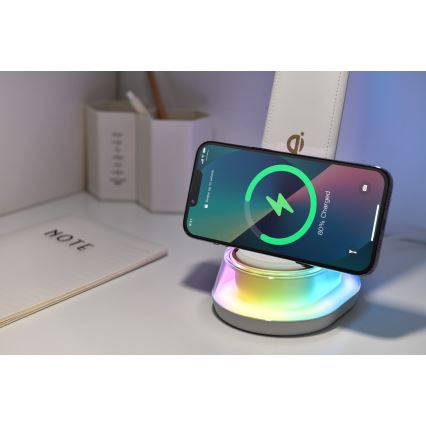LED RGB prigušiva stona lampa sa bežičnim punjenjem CORELLA LED/7W/12/230V crna