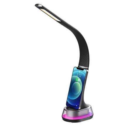 LED RGB prigušiva stona lampa sa bežičnim punjenjem CORELLA LED/7W/12/230V crna
