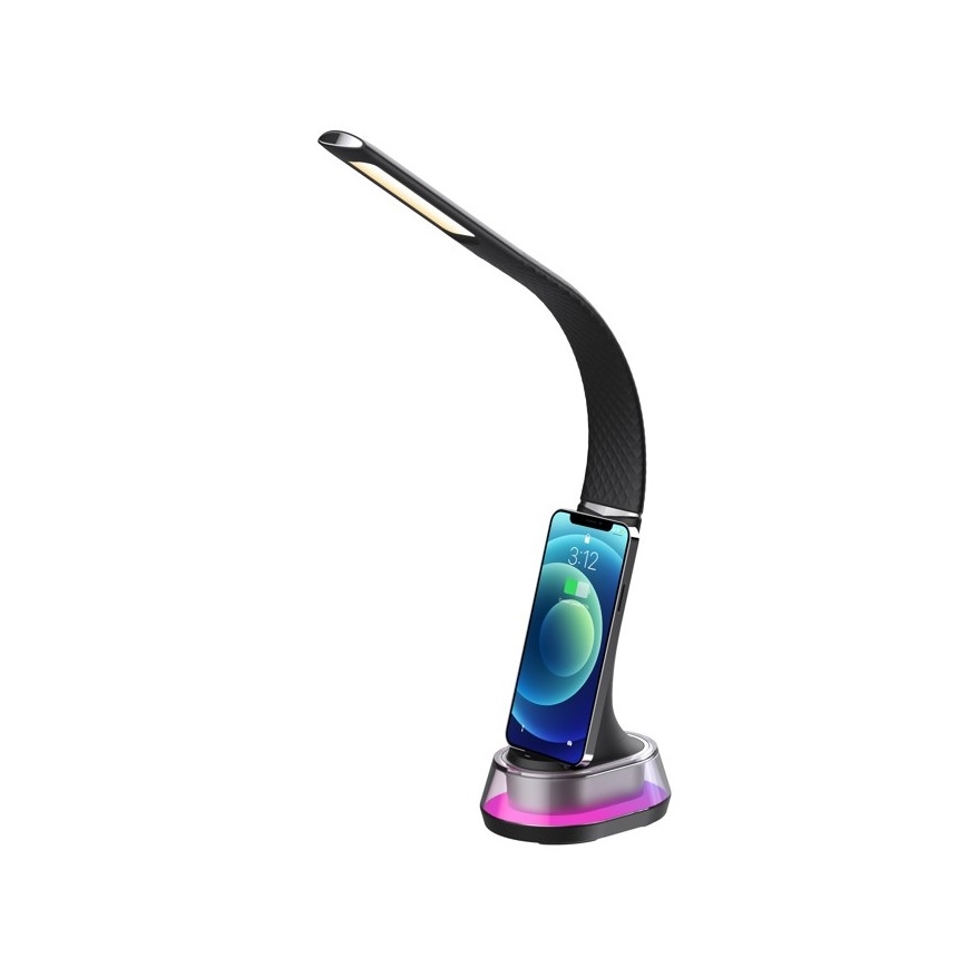 LED RGB prigušiva stona lampa sa bežičnim punjenjem CORELLA LED/7W/12/230V crna