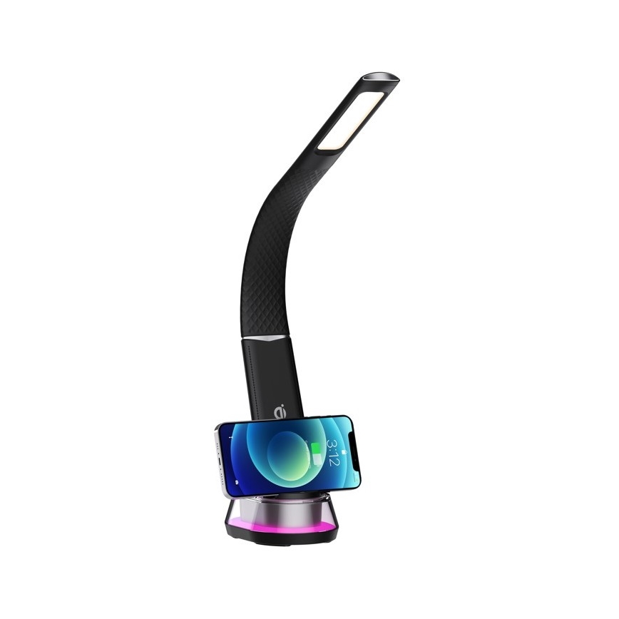 LED RGB prigušiva stona lampa sa bežičnim punjenjem CORELLA LED/7W/12/230V crna