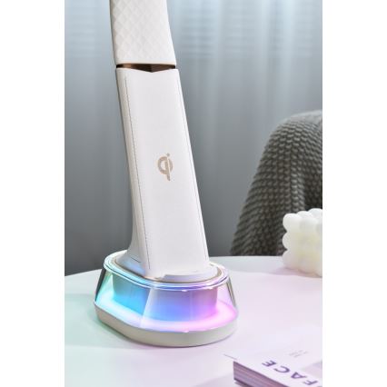 LED RGB prigušiva stona lampa sa bežičnim punjenjem CORELLA LED/7W/12/230V bela