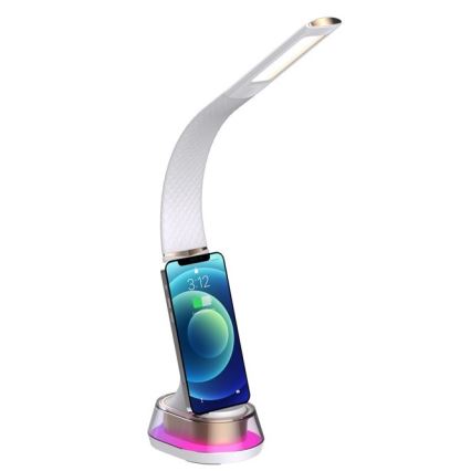 LED RGB prigušiva stona lampa sa bežičnim punjenjem CORELLA LED/7W/12/230V bela