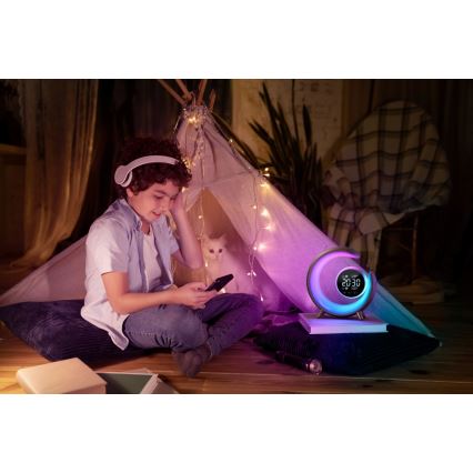 LED RGBW prigušiva stona lampa sa budilnikom PEACOCK LED/20W/5V USB